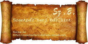Szentpéteri Bálint névjegykártya